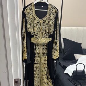 Elegant Black and Gold Embroidered Dress